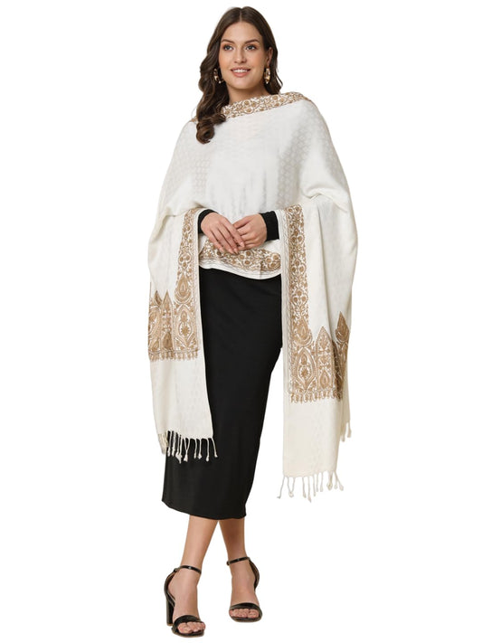 Pashmoda Women Zarbaft Embroidered Stole (Size 71X203 CM)