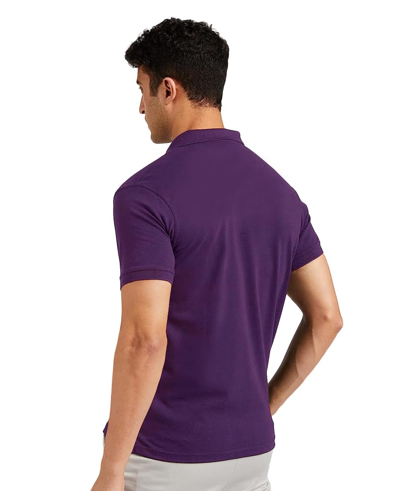 Eyebogler Regular Fit Mens Polo Neck Half Sleeve Soild Casual Tshirt Imperial Blue