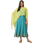 Green Kaftan Sleeves Cape And Sleeveless Dress