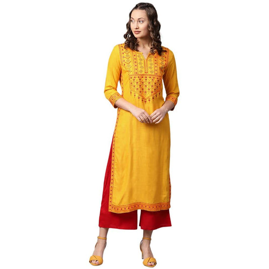 anubhutee Women's Rayon Straight Kurta Set With Palazzo