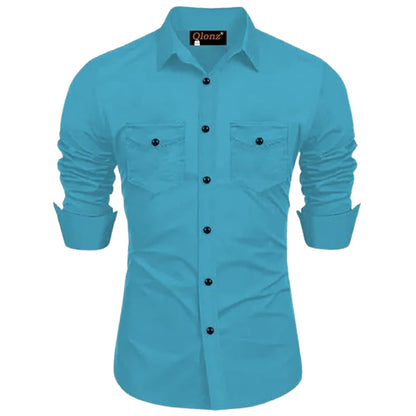Rebelify Double Pocket With Flap Men Cargo Cotton Shirt