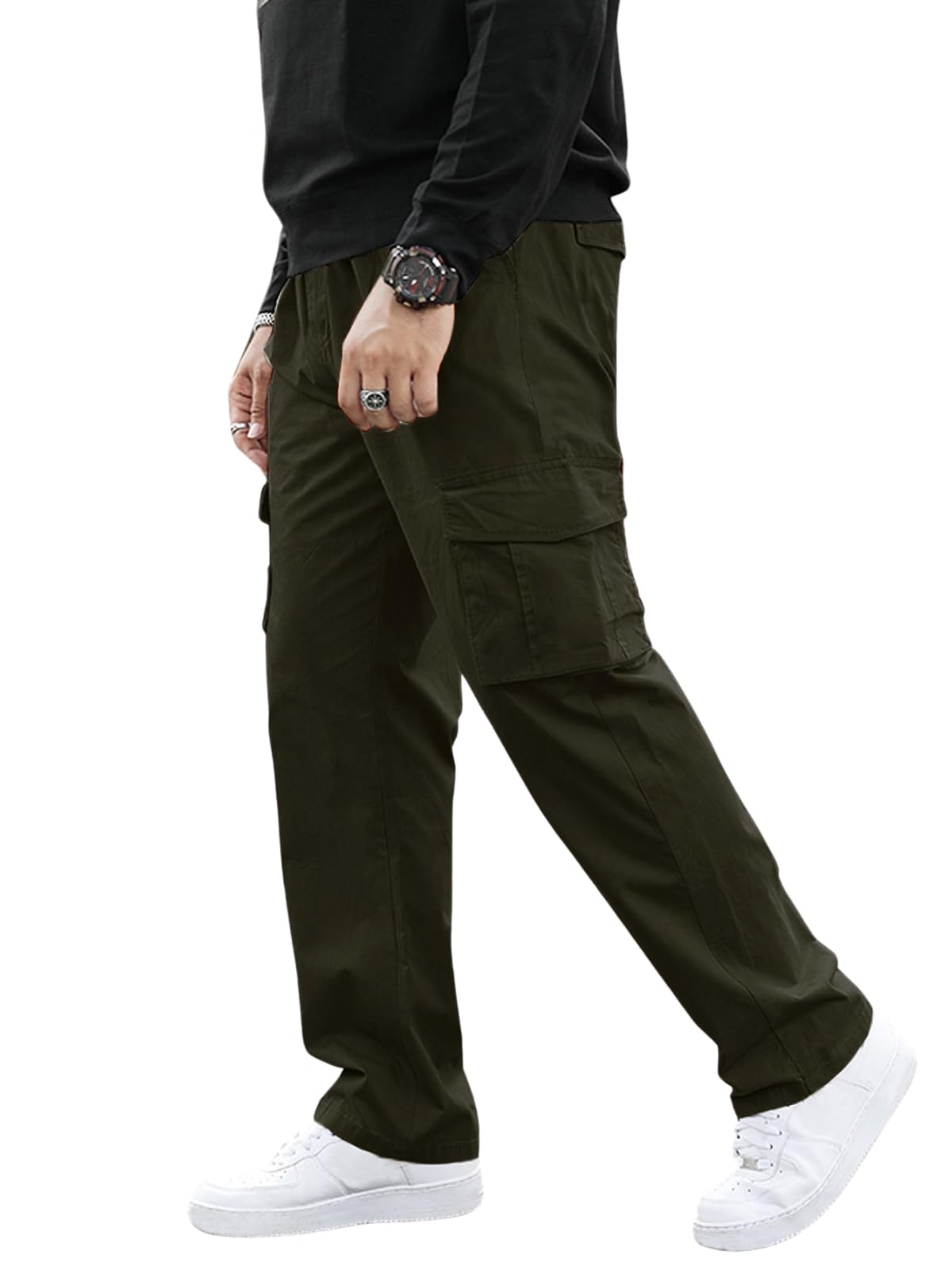 Greciilooks MenS Regular Fit Low Rise Cargos Trousers | Cargo Track Pant | Loose Fit | Regular Trouser | Treck PentS With Mult