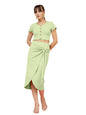Oomph! Stretchable Lycra Coord Crop Top And Skirt Set For Women, Green - Coord_Mt977Msk254