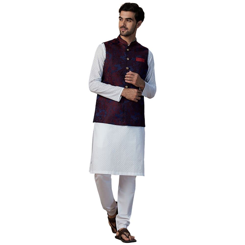 Manyavar Mens Jacket, Nehru Jacket For Men, Ethnic Jacket For Festival, Anniversary, Wedding, Party, Sleevless Jacket Brocade (B