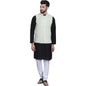 SOJANYA (Since 1958 Men's Black Kurta with white Pyjama & Green Nehrujacket Combo
