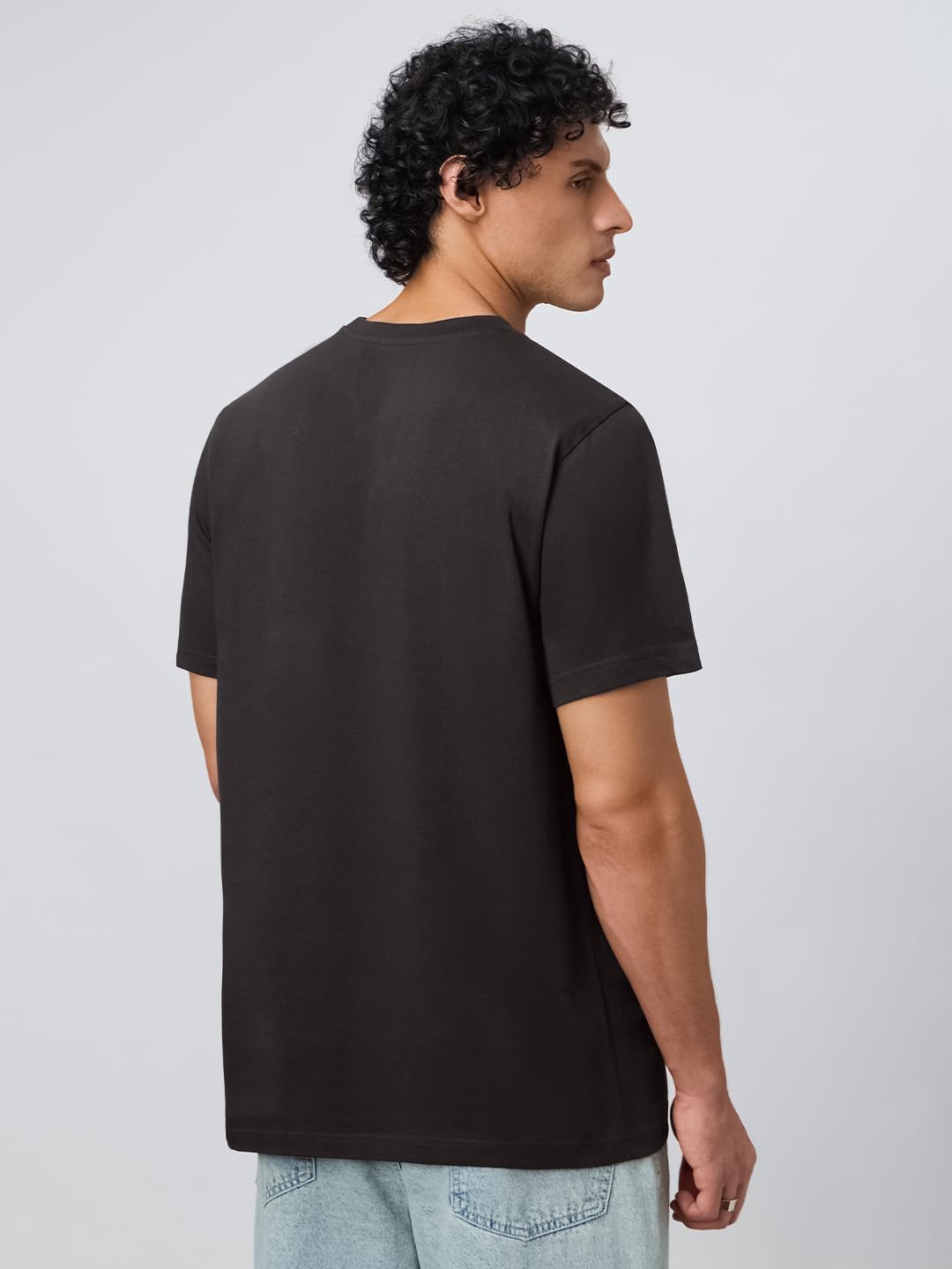 The Souled Store Inside Out: Find Me Men and Boys Short Sleeves Round Neck Brown Embroidered Regular Fit Cotton T-Shirts