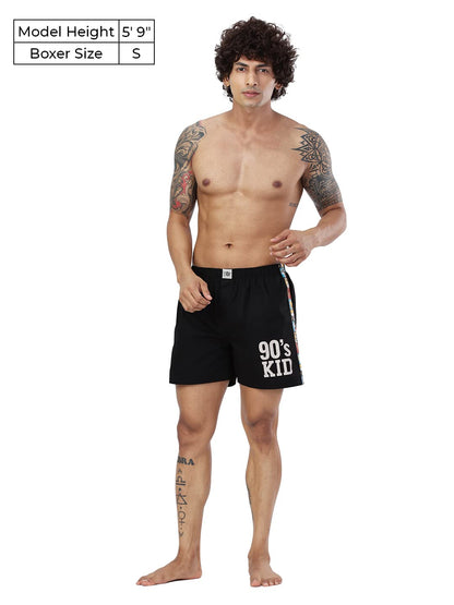 The Souled Store|Men & Boys Official Looney Tunes 90s Kid Black Color| Printed 100% Cotton|Poplin Short Boxer