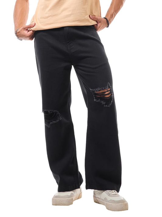 Bewakoof Mens Baggy Straight Fit Jeans_624268_Black_28