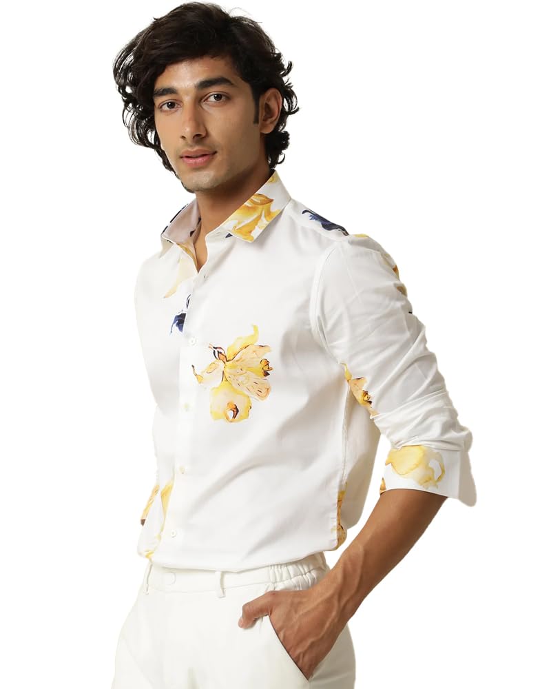 Nobel Monk MenS Solid Casual Shirt | Full Sleeve | Floral Print | Stylish Shirt For Men