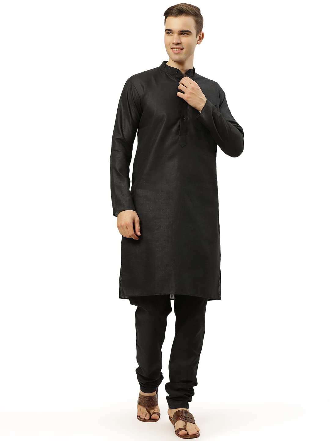 Jompers Mens Cotton Solid Kurta Pyjama Set