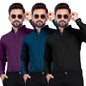 PinkMint Mens Cotton Blend Solid Regular Fit Shirt (Pack of 3) (Skt3_Multicolor22_2XL)
