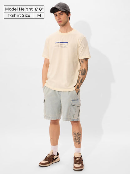 The Souled Store Official Solids: Log Off Men and Boys Short Sleeve Round Neck Graphic Printed Regular Fit Cotton T-Shirts