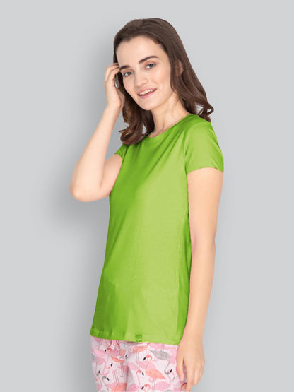 Lyra Women Solid Round Neck Tshirt
