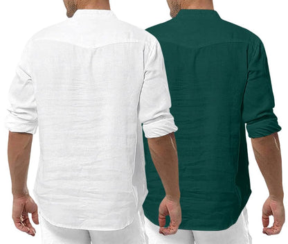 Royalscout MenS Cotton Polyester Blend Solid Regular Fit Full Sleeve Short Kurta | Ethnic, Lightweight Summer Kurta For Daily &