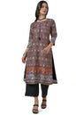 Soch Womens Black Abstract Print Silk Blend Kurta with Tassels