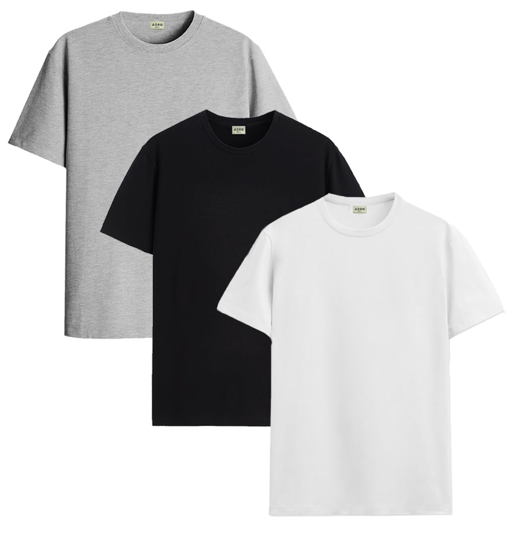 ADRO T Shirts Pack of 3 Mens Tshirts Cotton T Shirts for Men Pack of 3 T Shirts Regular Fit Tshirts Combo T Shirts Solid Tshirt