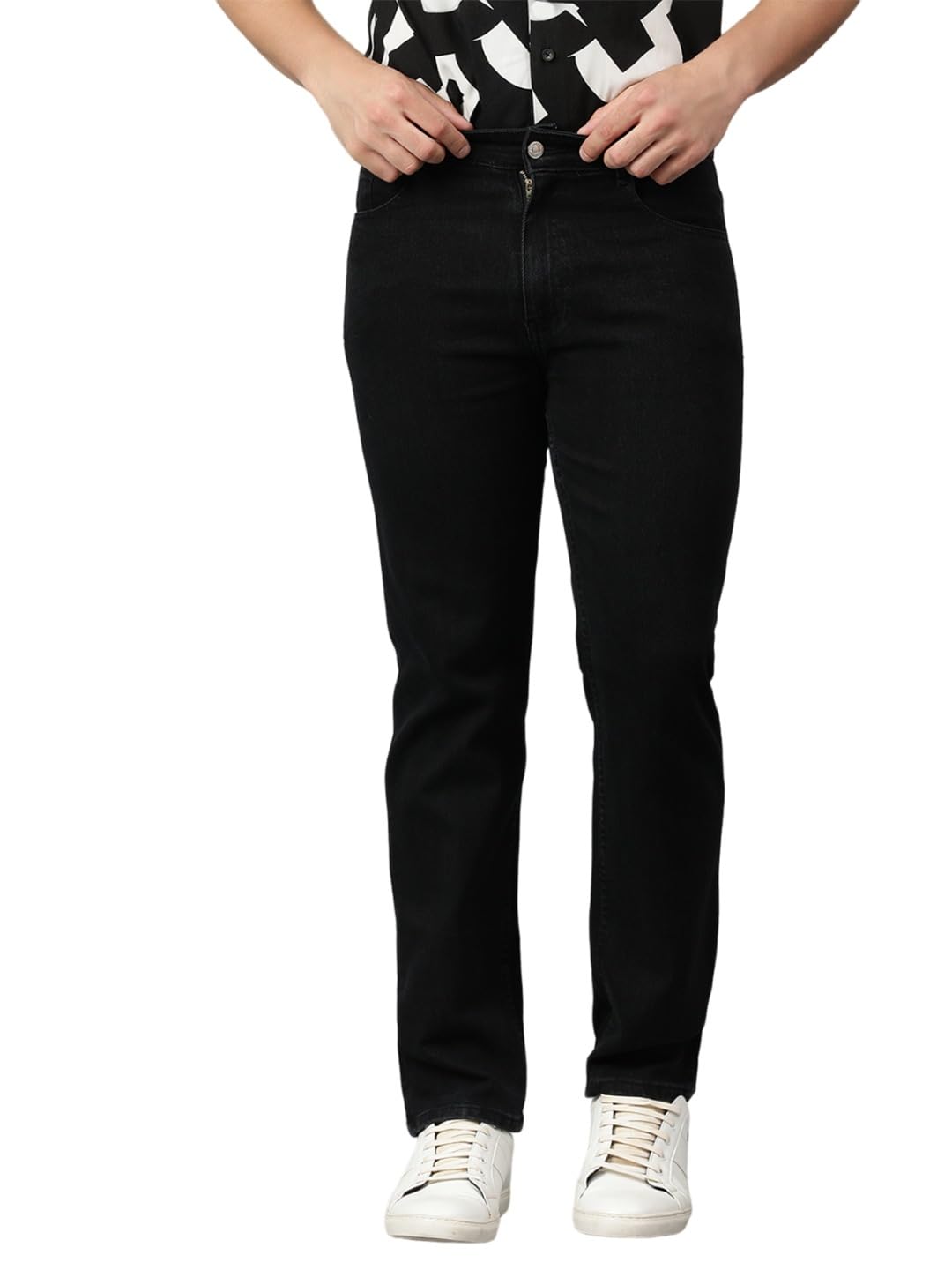 Kotty MenS Regular Mid Rise Black Jeans