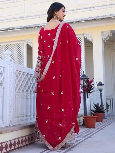 Fashion Basket Georegtte Embroidered Anarkali Long Dress For Women