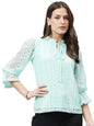 Style Quotient Women Summer Blue Lace Caual Top