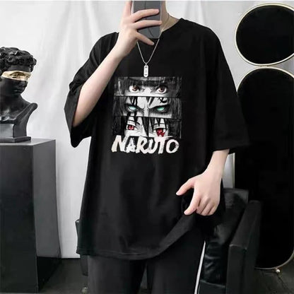 Thalasi Oversized Naruto T-Shirt For Men: Black, Loose Fit, Anime Graphic | Rock Your Inner Ninja (Like Boho & Korean Style Tees