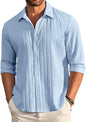CB-COLEBROOK Mens Casual Button Down Shirts Long Sleeve Linen Shirt Fashion Textured Beach Summer Shirt (in, Alpha, 2XL, Regula