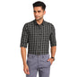 Turtle Men Cotton Melange Slim Fit Casual Check Black Shirt