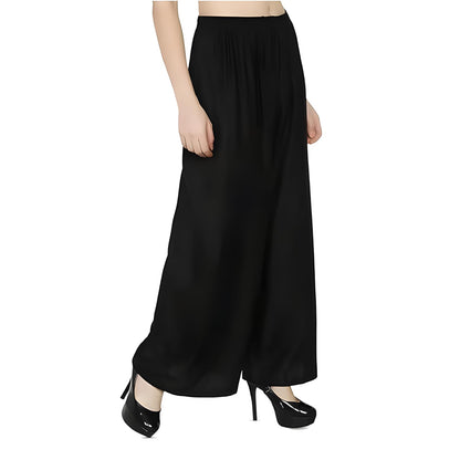Fashion Gallery WomenS Rayon Relaxed Fit Palazzo Pants With Full Length Pull On Closure And Elasticated Flexible Waist|Palazzo