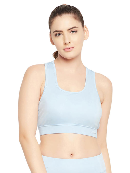 Clovia Womens Medium Impact Padded Sports Bra with Removable Cups (BR2084A03_Blue_XL)