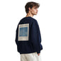 Nobero MenS Polycotton Crew Neck Sweatshirt (1M-Twrs-C0757-Co_Navy Blue