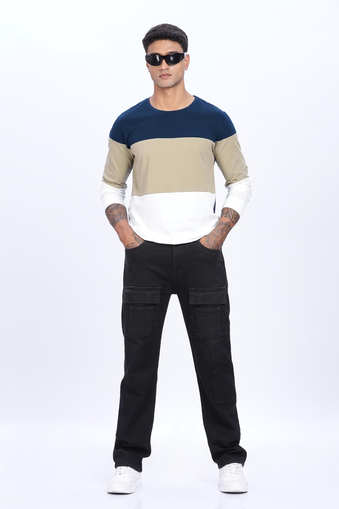 ADRO Men Full Sleeve T-Shirt | Soft Cotton Tshirt for Men| Stylish Multi Color Full Sleeve Round Neck Tshirt for Men|FR24-NBBE