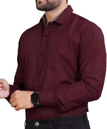 Tee Projekt Premium Plain Cotton Shirt for Men | Cotton Shirt | Casual Shirt | Solid Shirt | Full Sleeves | Formal Shirt (NS-ST1