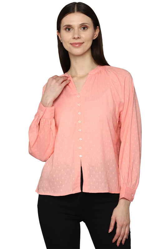 Allen Solly Women Casual Cotton Full Sleeve Stretch Button-Down Shirt