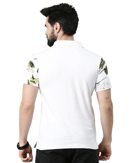 Noble Monk MenS Polo Neck Printed Regular Fit Half Sleeve T-Shirt