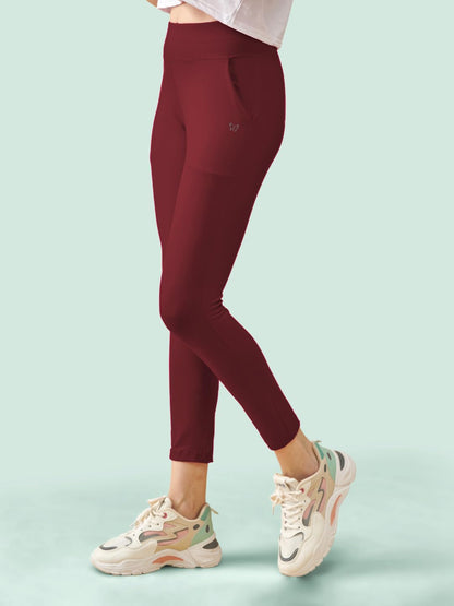 Lyra Premium Cotton Lycra High Waist Ankle Leggings For Women
