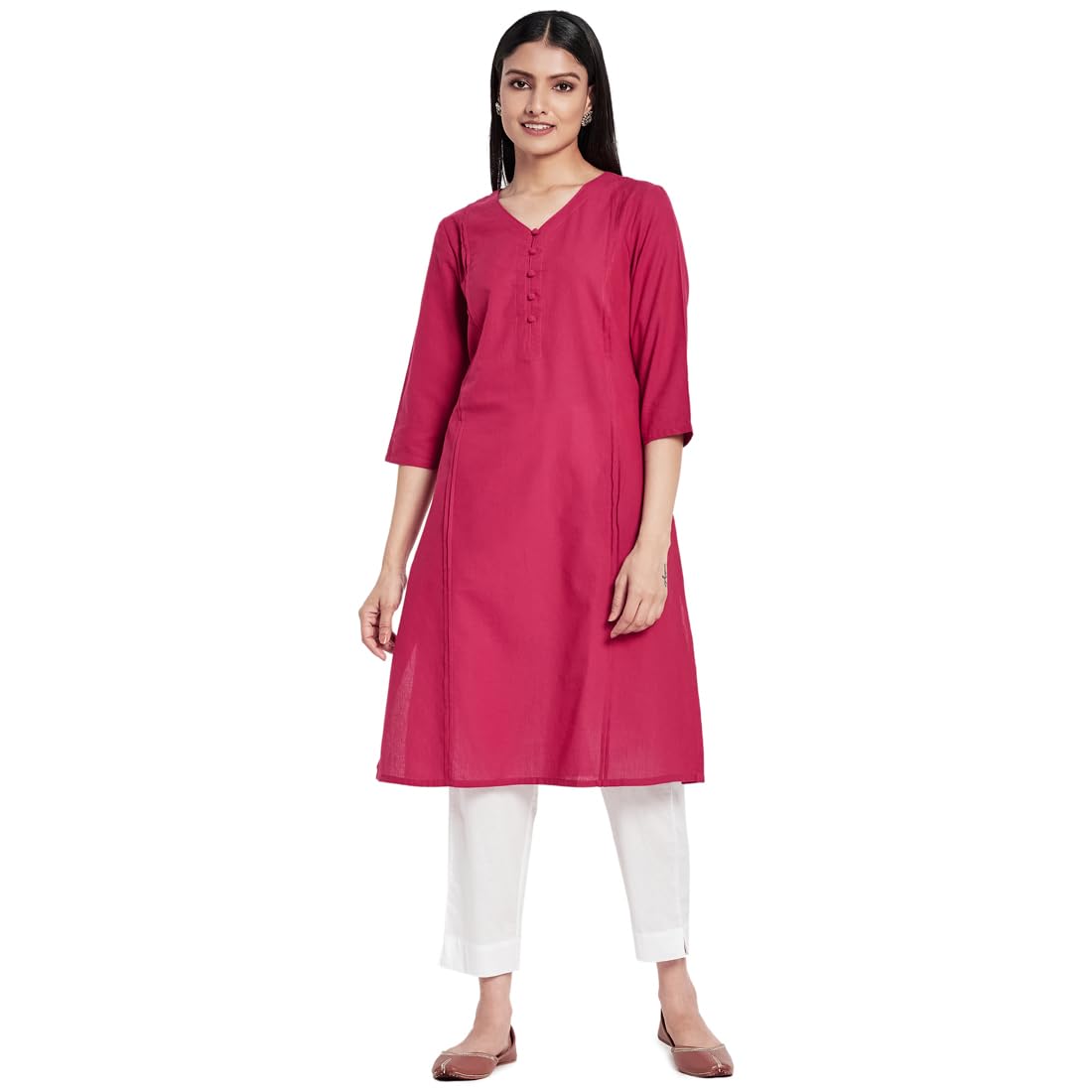 Fabindia FabBasics Women Cotton Solid Regular Fit Kurta