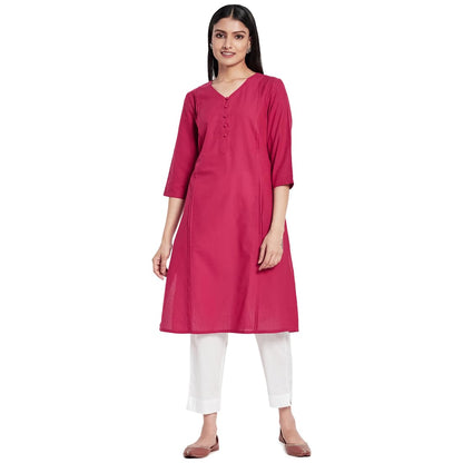 Fabindia FabBasics Women Cotton Solid Regular Fit Kurta
