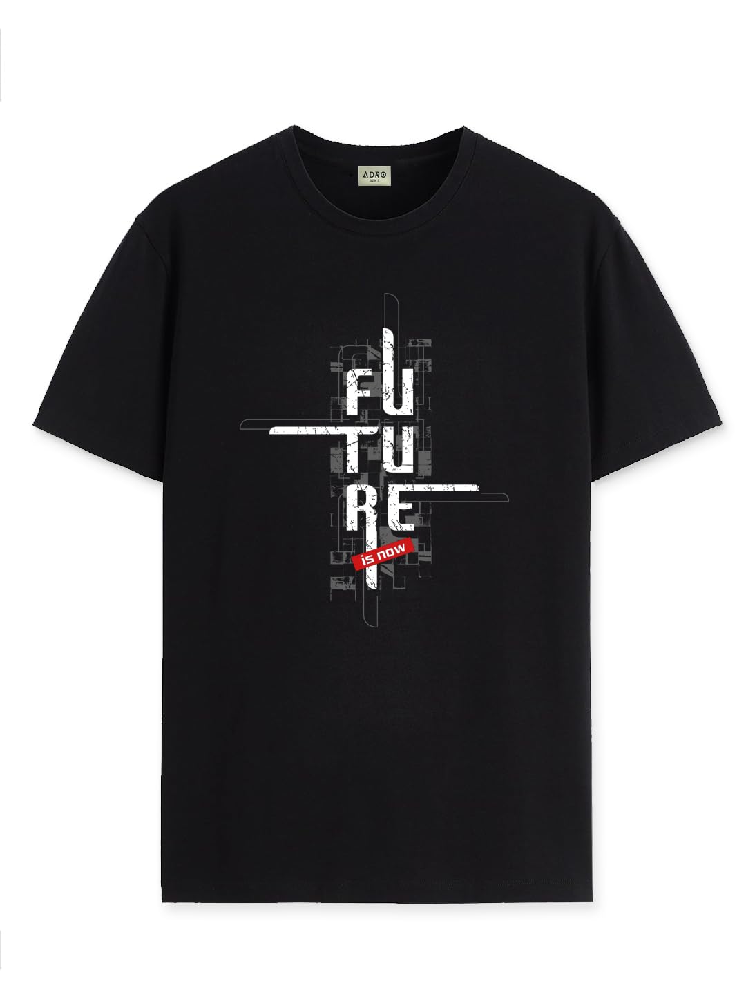 ADRO Men's Graphic Printed 100% Cotton T-Shirt - Regular Fit, Printed T-Shirts for Men (RN24-FTR-BL_Black)