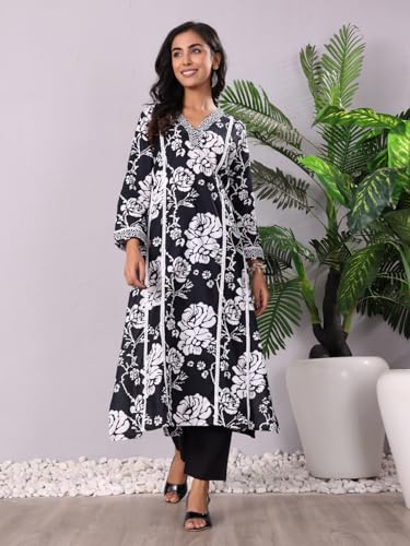 Varanga Women V Neck Bold Floral Printed with Trouser