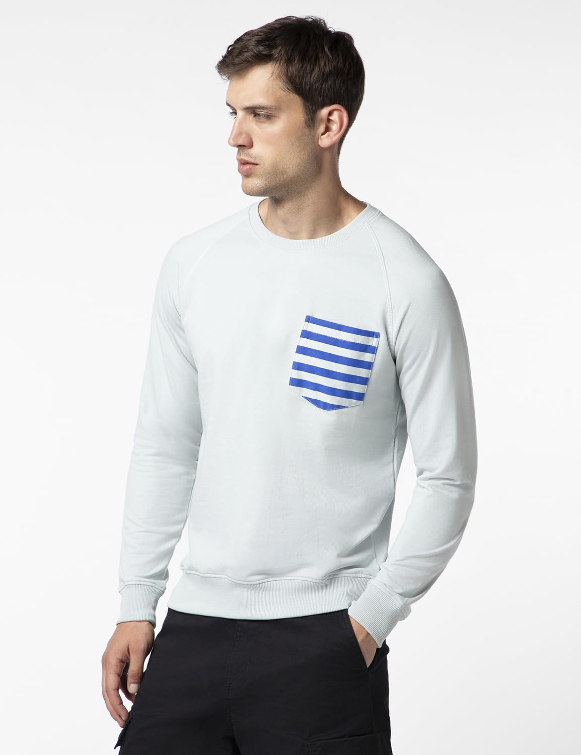 FYLTR Mens Casual Raglan Sleeve Sweatshirt with Pocket Detail - Full Sleeve | Rib Hem & Cuff | Casual Winterwear for Men