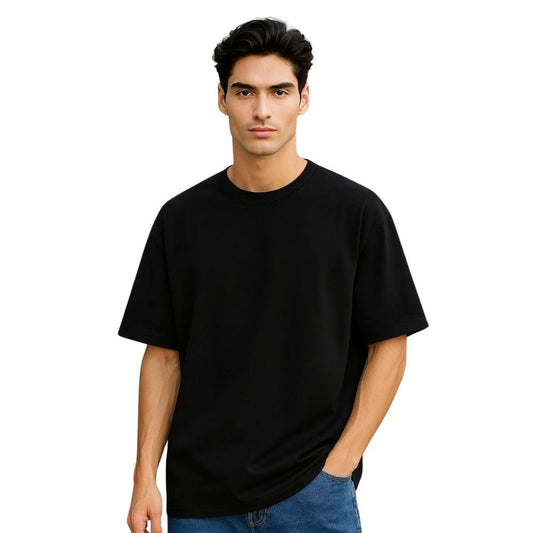 Nobero MenS Solid Oversized Fit T-Shirt (1M-Twts-R0039_Black
