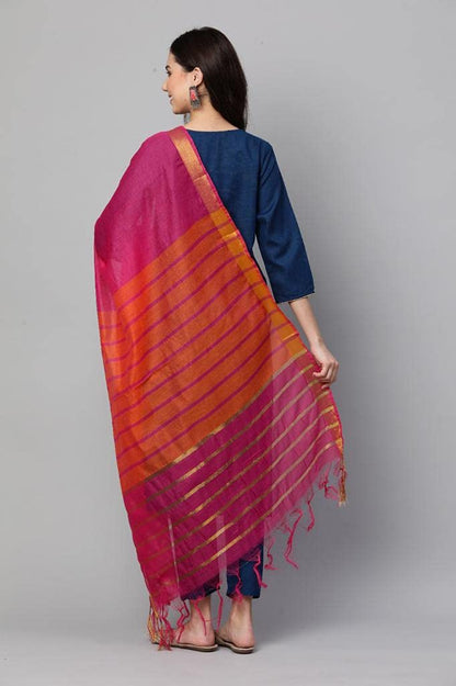GoSriKi Women's Cotton Straight Kurta with Pant & Dupatta (KARNIVAL-Cerosin-GO__)