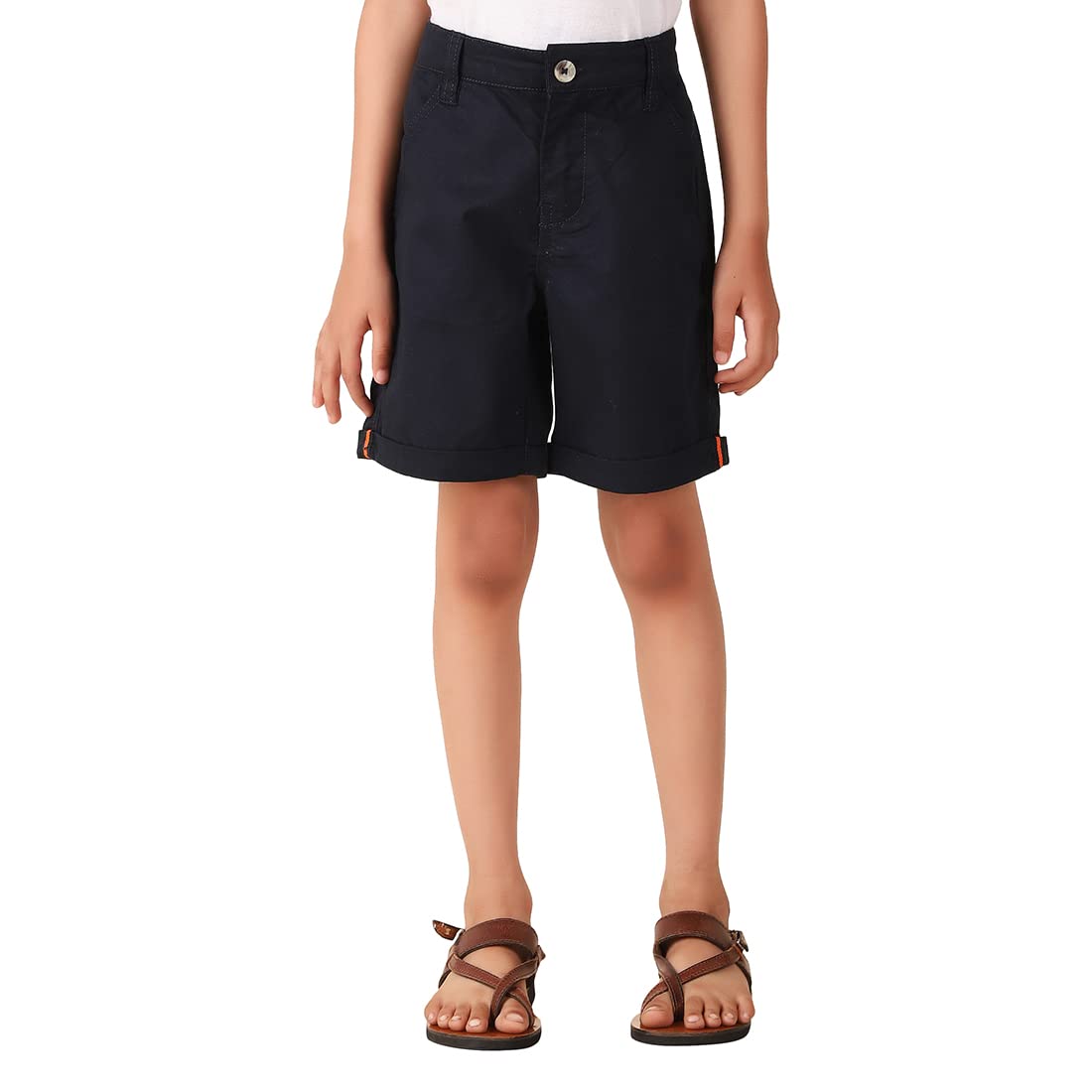 Fabindia Boy's Green Cotton Shorts (2112348OLIVE_Olive