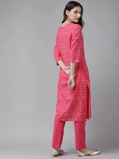 ANNI DESIGNER Women's Cotton Straight Kurta with Pant