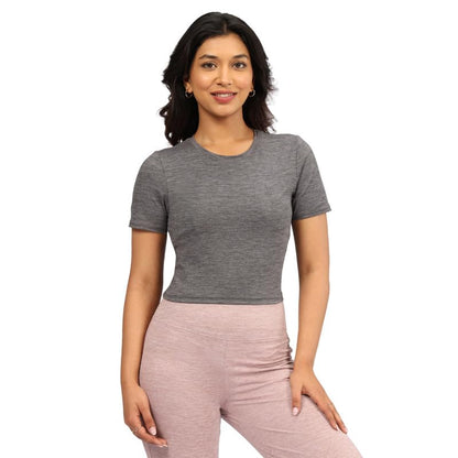 BlissClub AirMeltTM Crop Tee | Cropped Length | Short Sleeves | Weightless Fabric | Round Neck Design | Cool-to-Touch