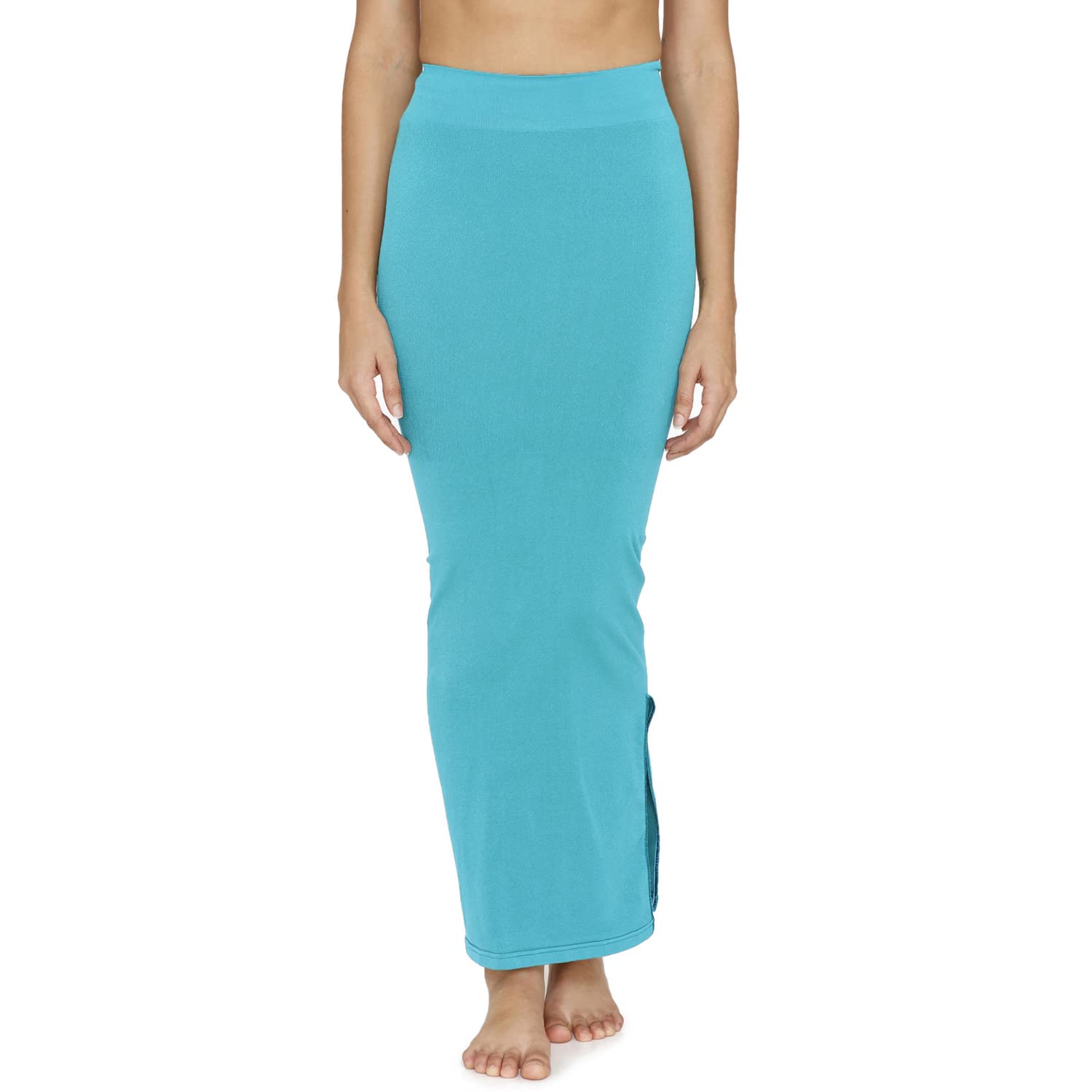 Zivame All Day Seamless Mermaid Saree Shapewear with Removable Drawcord for Women - Turq Blue1
