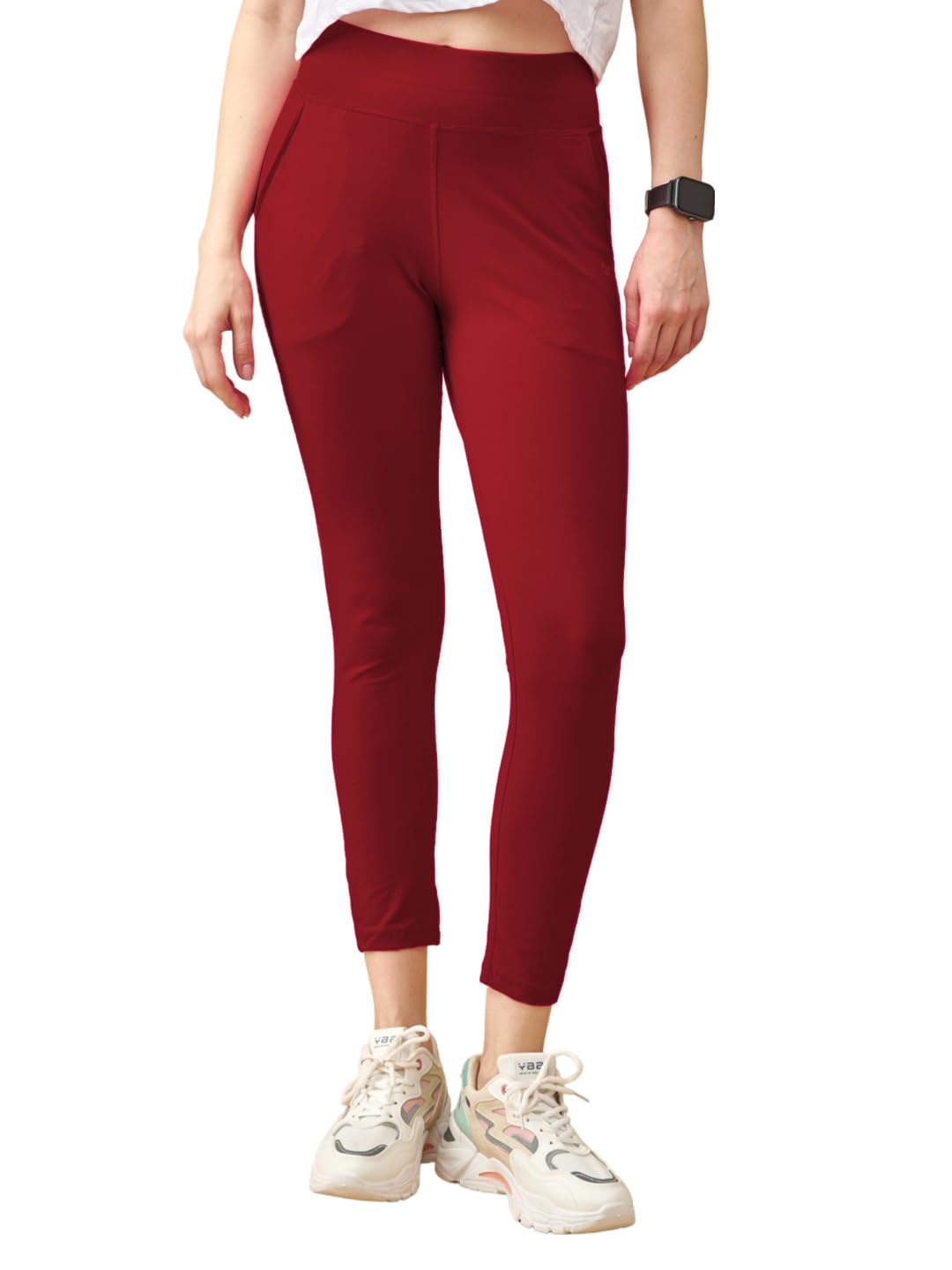 Lyra Premium Cotton Lycra High Waist Ankle Leggings For Women