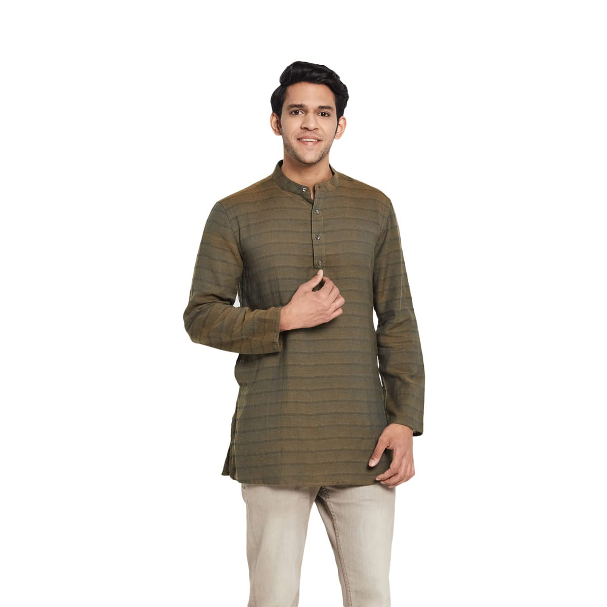 Fabindia Men Dobby Short Kurta Cotton_S