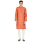 Fabindia MenS Silk Embroidered Slim Kurta_Orange_S