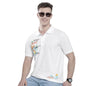 The Indian Garage Co Men Slim Fit Placement Print Polo Collar Tshirt White