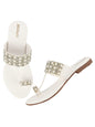 Shoetopia Womens/Girls White Open Back One Toe Flats